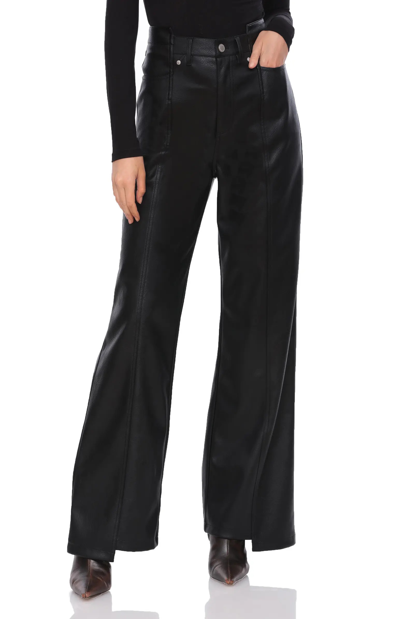 Faux Leather Shifted Seam Bootcut Pants | Nordstrom Rack
