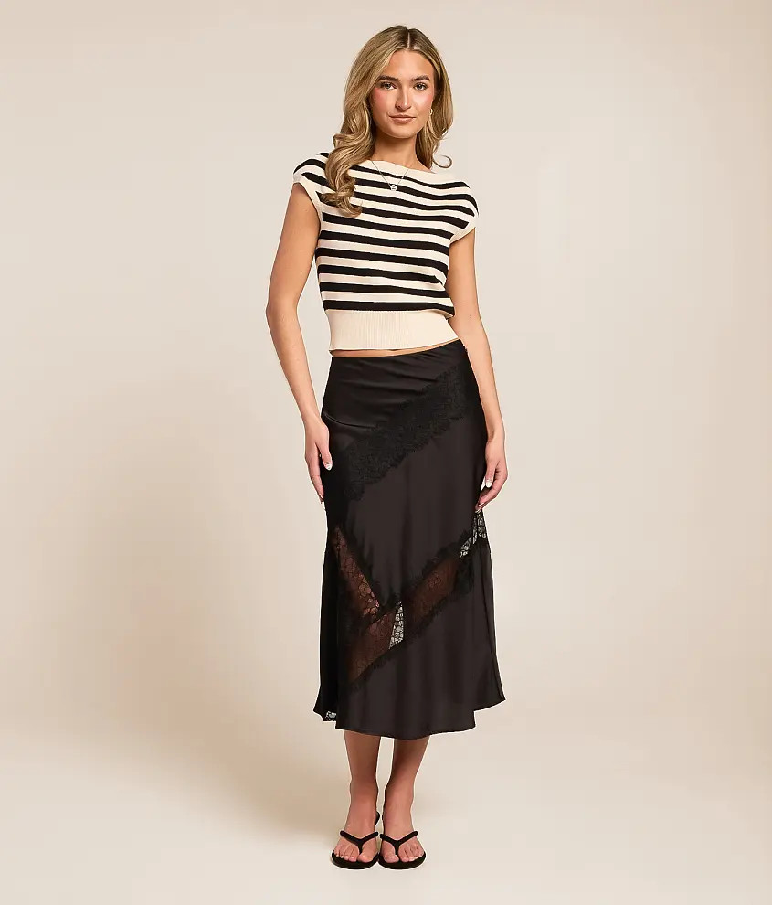 Satin Midi Skirt | Buckle