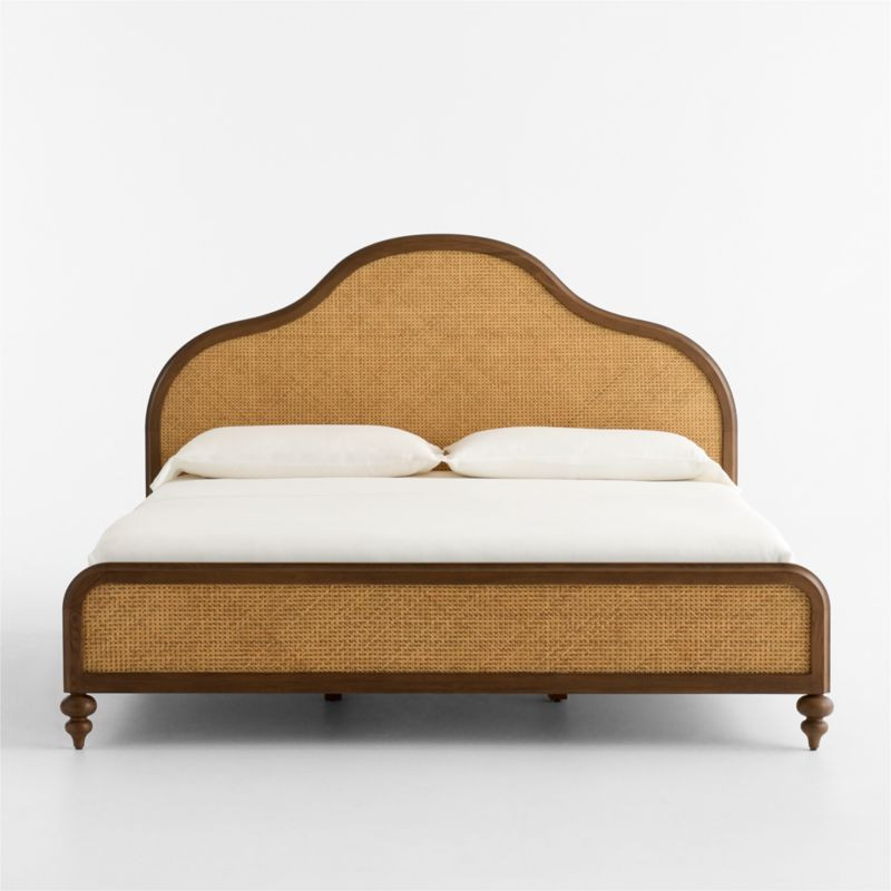 Richmond Cane and Warm Brown Oak Wood King Bed | Crate & Barrel