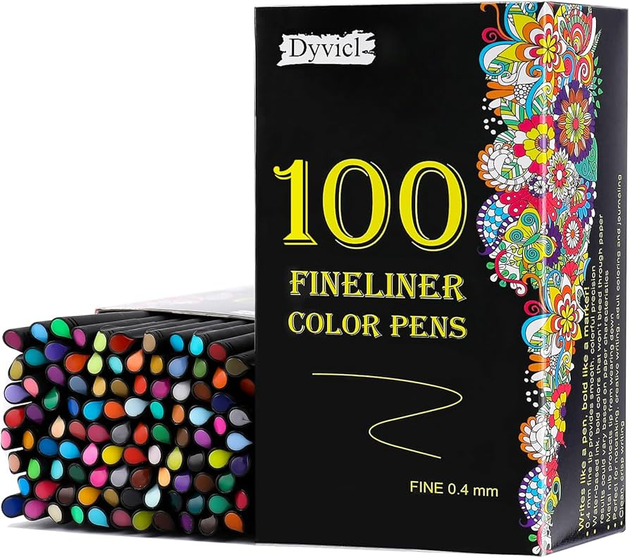Dyvicl Journal Planner Pens Colored Pens, 100 Colors 0.4mm Fineliner Pen Set Fine Point Markers D... | Amazon (US)