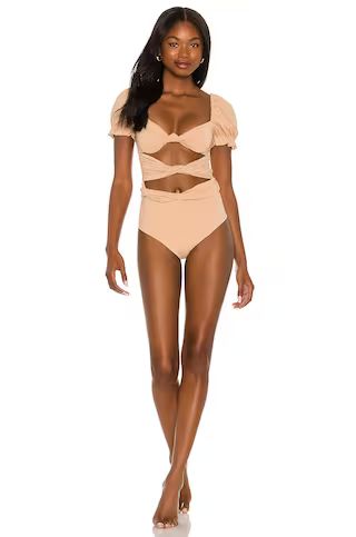 Agua Bendita Oria Dust One Piece in Beige from Revolve.com | Revolve Clothing (Global)