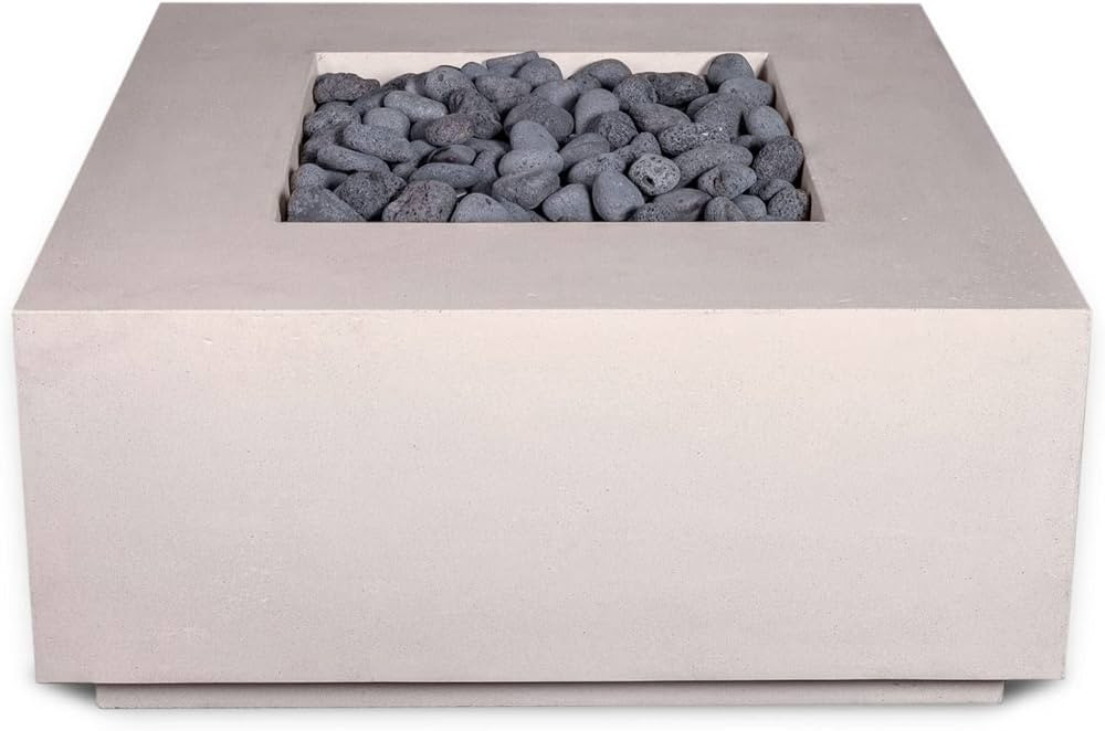 36" Premium “Terra 1" Square Concrete Fire Bowl - Heavy Cement Natural Gas Fire Pit - Modern Ou... | Amazon (US)