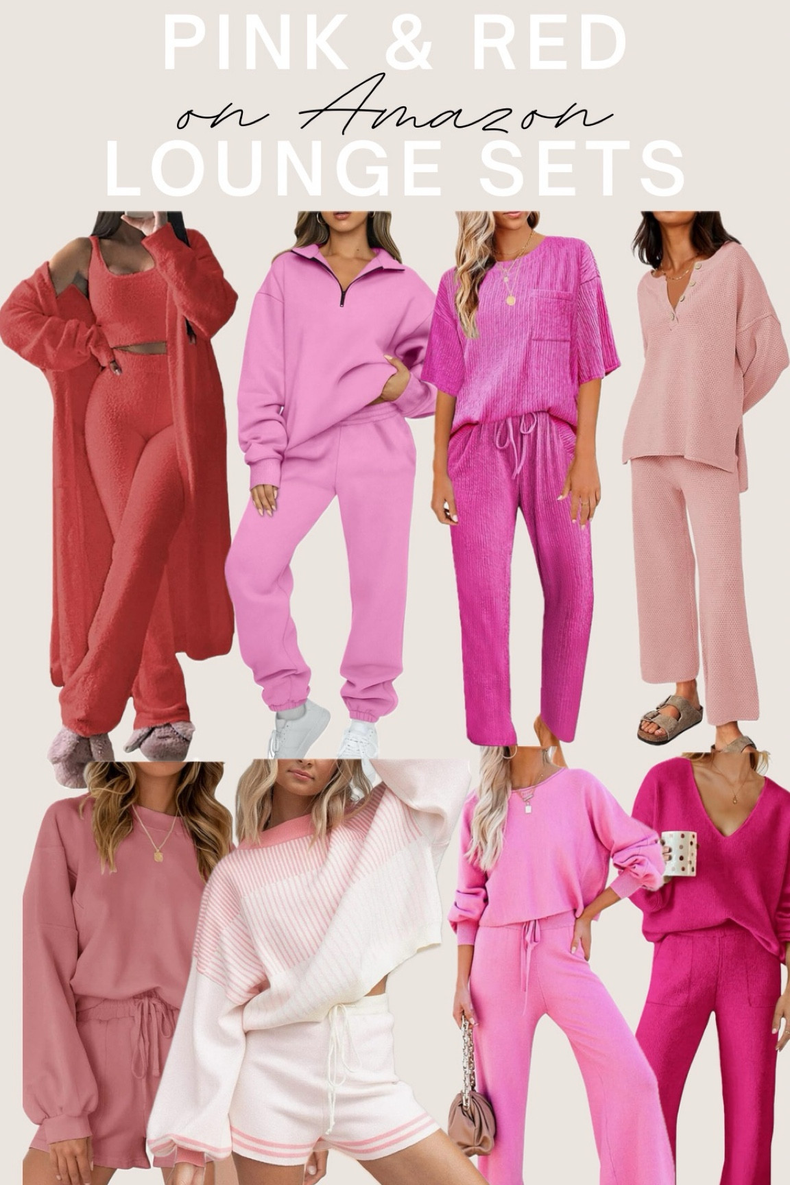 The perfect pink and red lounge sets on Amazon! 

#LTKfindsunder100 #LTKSeasonal #LTKfindsunder50