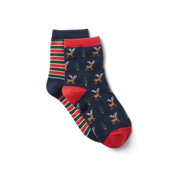 Striped And Reindeer Sock 2-Pack | Janie and Jack