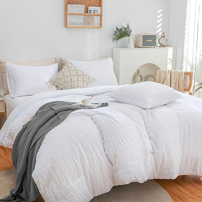 HAOWANER Healthy White Full Size Comforter Sets White Comforter Full Size 80x90 White Comforter S... | Amazon (US)