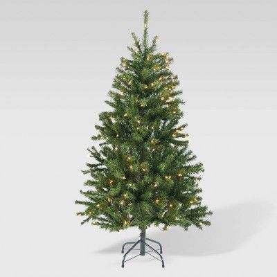 4.5ft Noble Fir Hinged Artificial Christmas Tree Clear Lights - Christopher Knight Home | Target