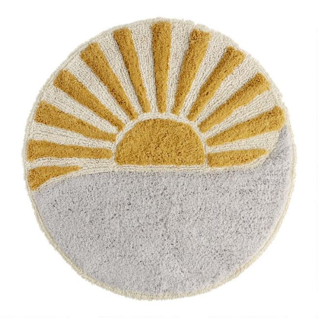 Round Sun And Wave Tufted Bath Mat | World Market