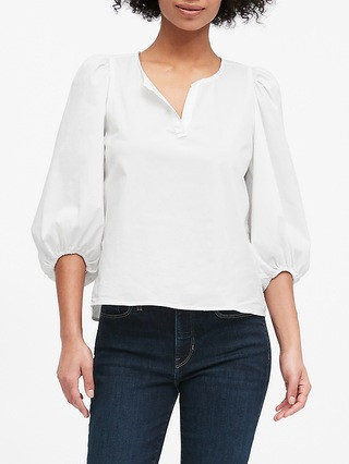Poplin Puff-Sleeve Blouse | Banana Republic (US)