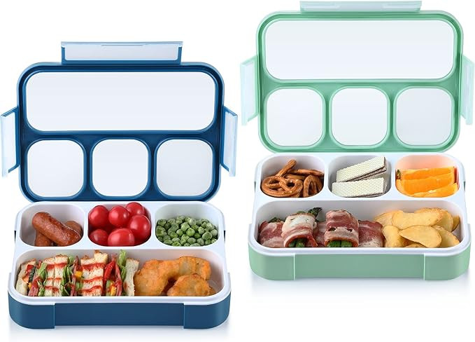 HIWARE Bento Lunch Box for Kids and Adults, Leakproof Lunch Container for Boys, Men with 4 Compar... | Amazon (US)