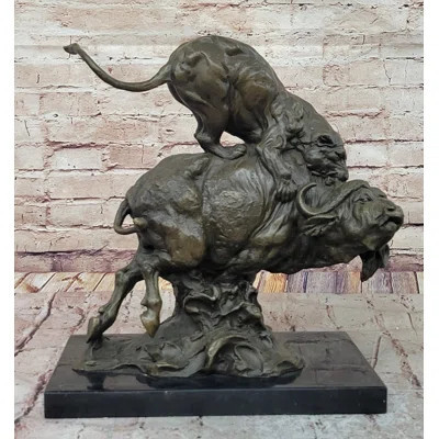 Fierce Lion vs. Buffalo – Hot Cast Bronze Wildlife Sculpture by Milo | Wayfair North America