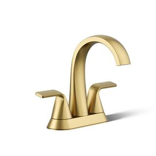 KOHLER Cursiva 4 in. Centerset Double Handle Bathroom Faucet in Vibrant Brushed Moderne Brass R30... | The Home Depot