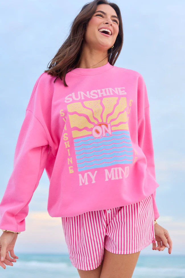 Sunshine On My Mind Pink Graphic Sweatshirt | Pink Lily