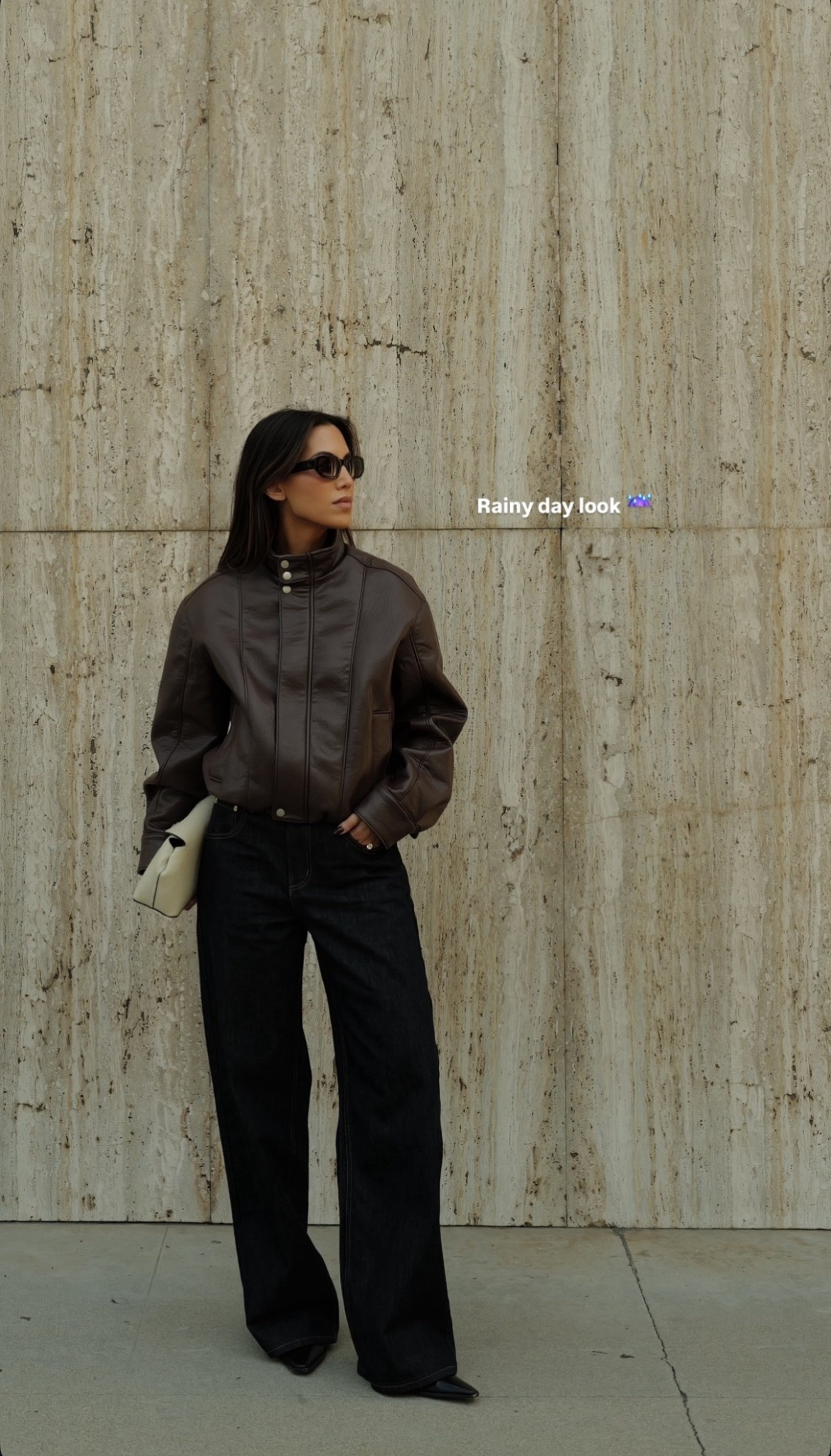 My kind of rainy day look — a dark chocolate brown faux leather bomber jacket with a good pair of mid rise denim jeans. 

#LTKSeasonal #LTKdayinmylife #LTKootd