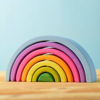 Small Rainbow Wooden Stacker Toy | Handmade Montessori-Inspired Play For Kids Made With Organic Wood By Bumbu Toys | Etsy (US)