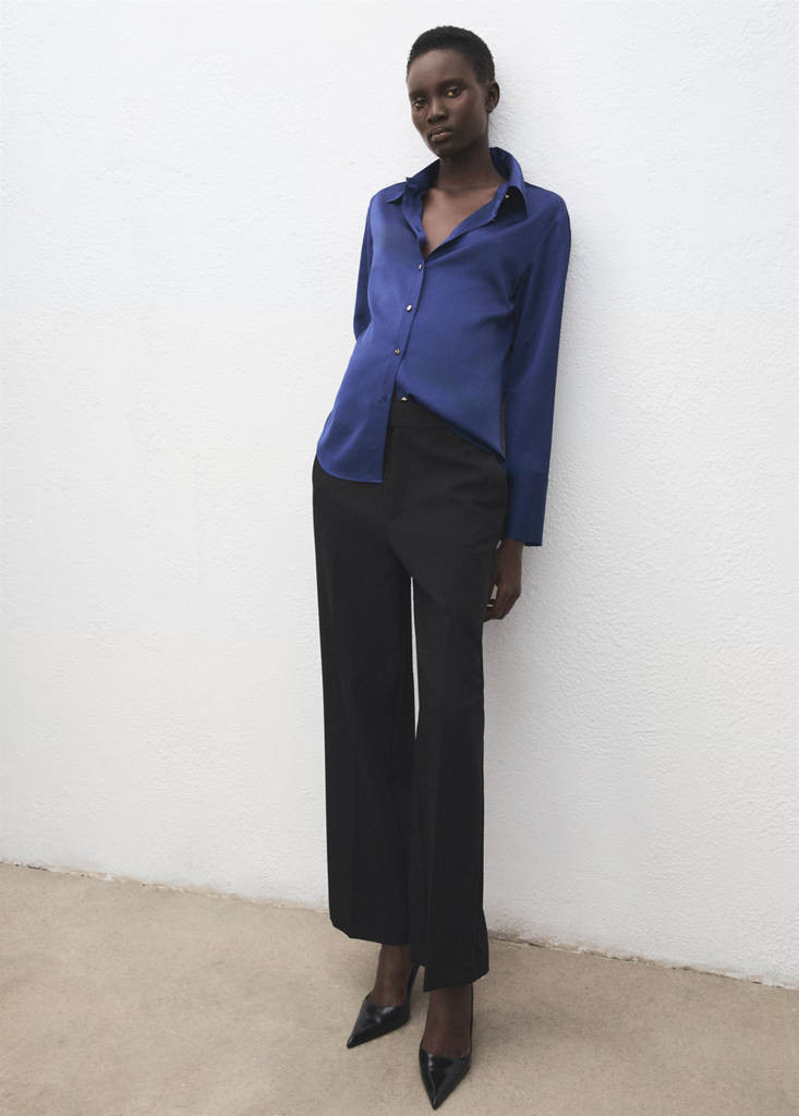 Satin finish flowy shirt blue - Women - 6 - MANGO | MANGO (UK)