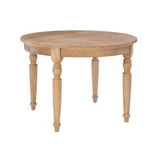 Jacques Natural Finish Round Wood 4-Leg Dining Table Seats-4 (42 in. L x 30.25 in. H) | The Home Depot