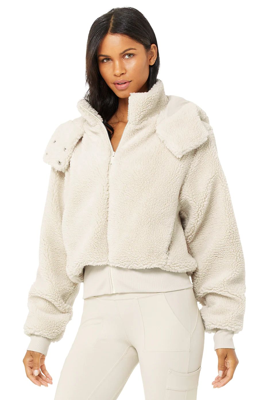 Alo YogaÂ® | Foxy Sherpa Jacket in Bone, Size: Medium | Alo Yoga