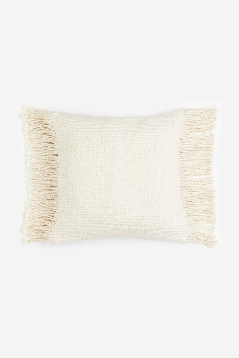 Cushion Cover with Fringe - Light beige - Home All | H&M US | H&M (US + CA)