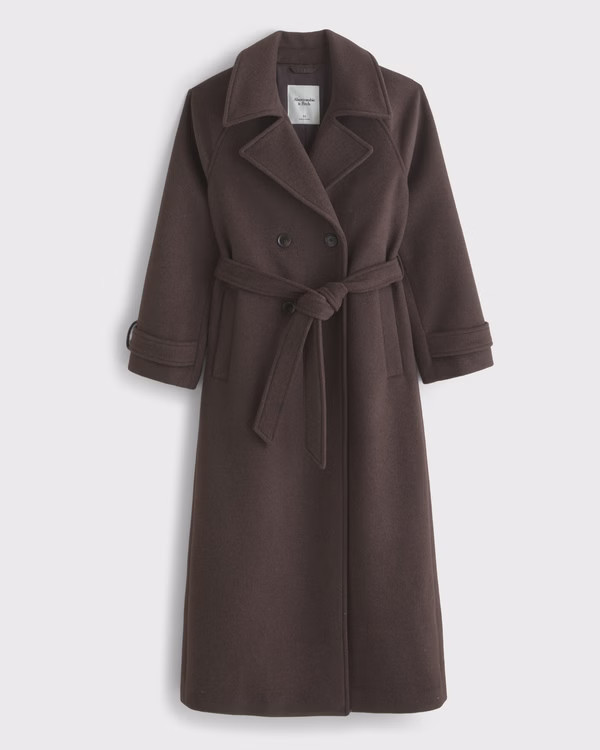A&amp;F Carrie Wool-Blend Trench Coat | Abercrombie &amp; Fitch (US)