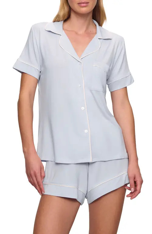 Eberjey Gisele Relaxed Short Pajamas in Ice Blue/Ivory at Nordstrom, Size X-Small | Nordstrom