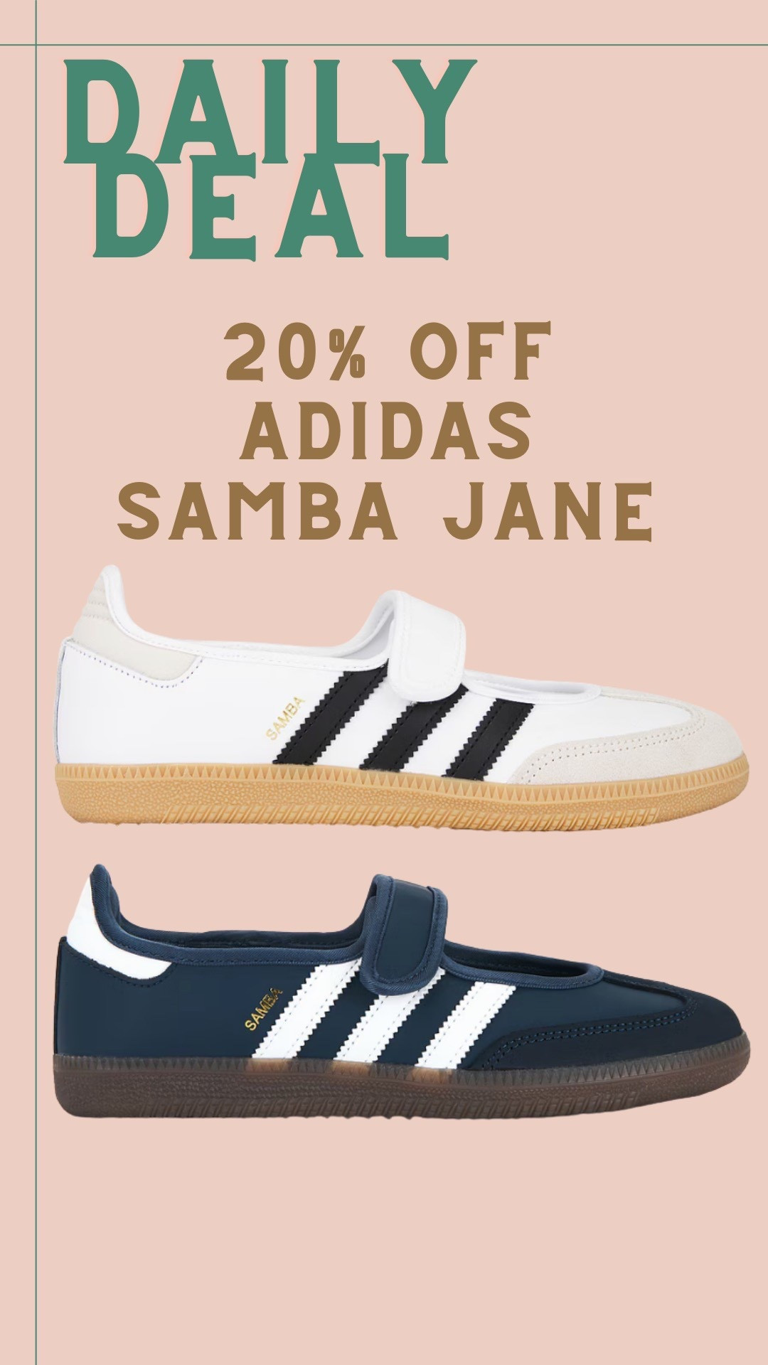 20% off adidas Samba Jane!!! Today only!! 

#LTKootd #LTKSaleAlert #LTKActive