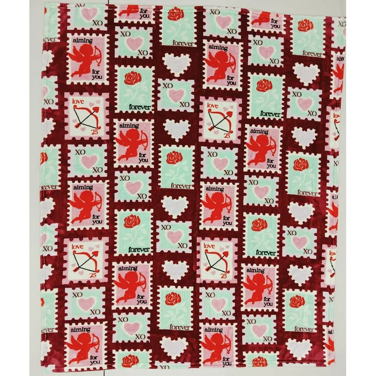 Way to Celebrate Super Soft Cozy Valentines Day Oversize Plush Throw Blankets, Love Stamps | Walmart (US)
