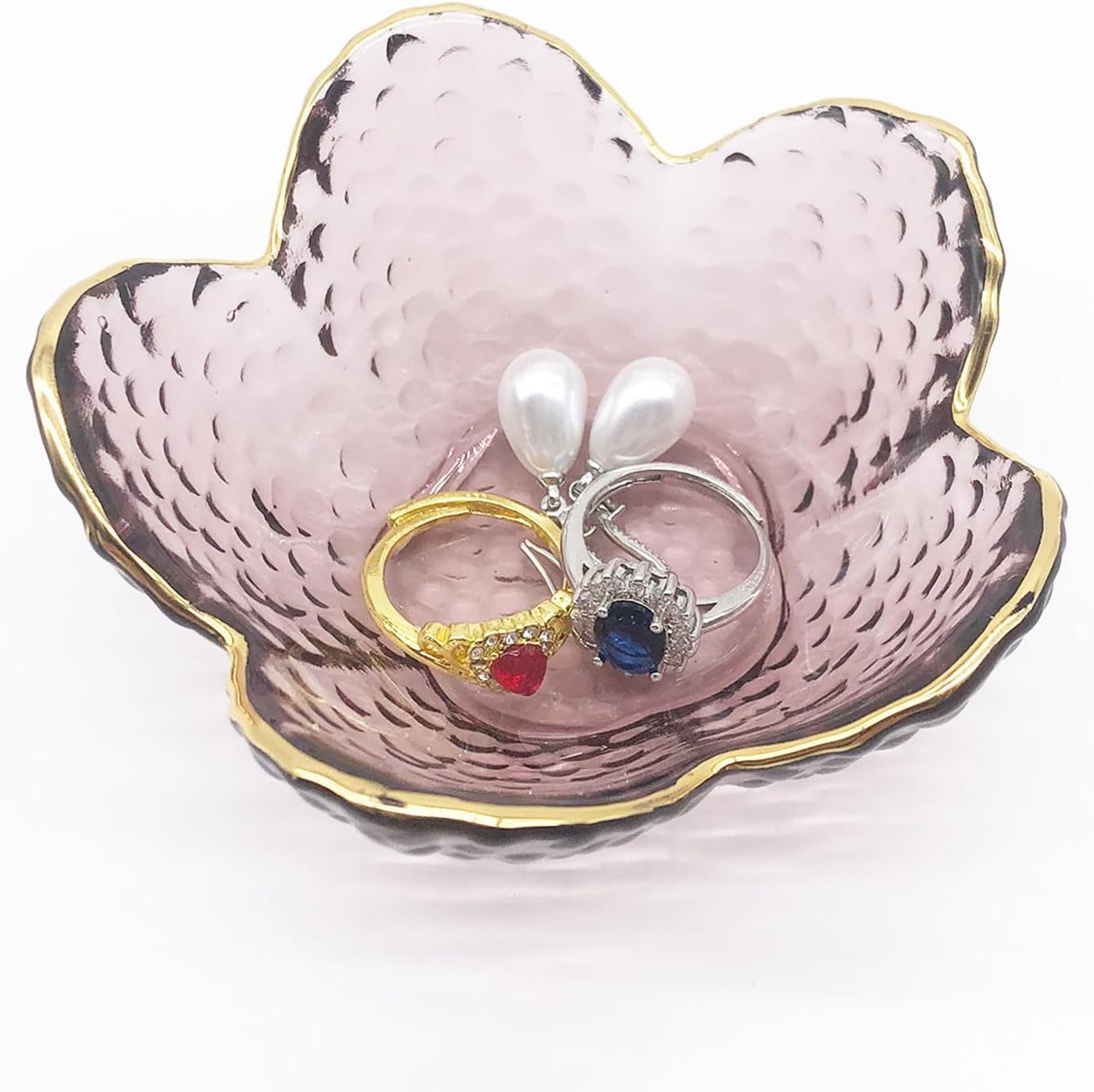 Small Ring Dish Jewelry Tray, Glass Jewelry Dish Trinket Bowl, Crystal Ring Holder Dish Jewelry P... | Amazon (US)