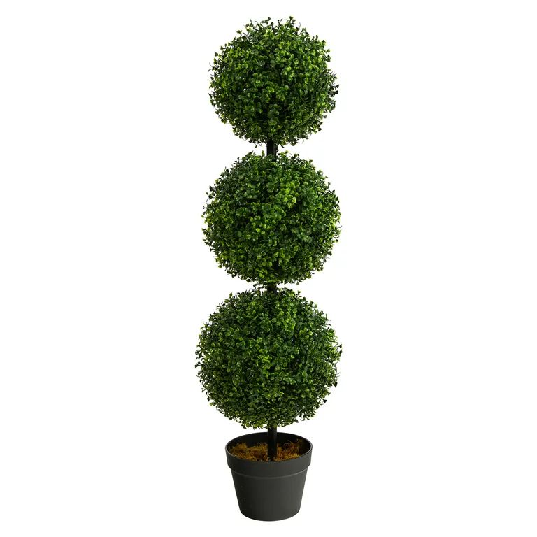 Nearly Natural 3' Boxwood Triple Ball Topiary Artificial Tree (Indoor/Outdoor), Green | Walmart (US)