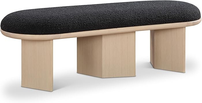 Meridian Furniture 22004Black Wilshire Collection Art Deco Bench with Luxurious Black Boucle Fabr... | Amazon (US)