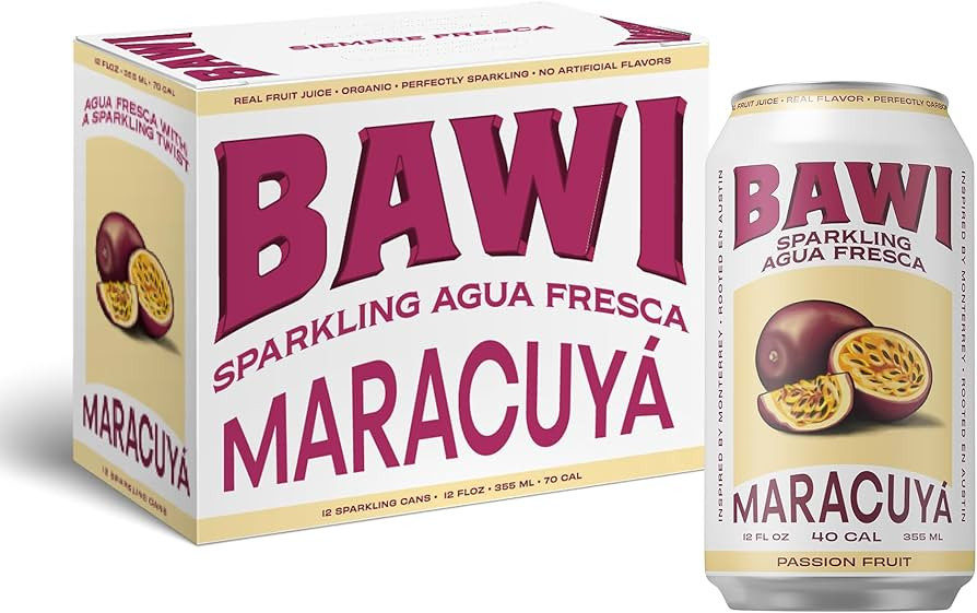 Bawi Agua Fresca Passion Fruit Flavored Sparkling Drink, 12 Fluid Ounces (Pack Of 12) | Amazon (US)