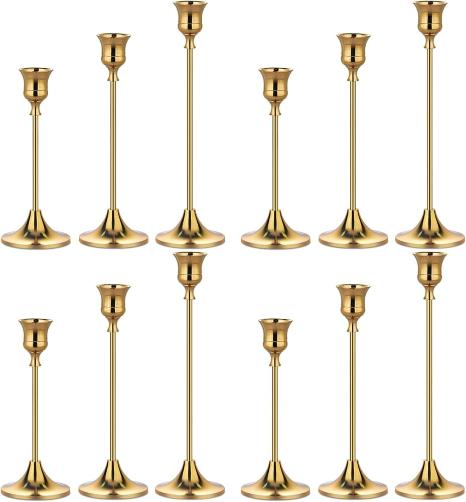 Metal Candle Holders for Candlesticks Taper Candlestick Holders Set Vintage Decorative Centerpiec... | Amazon (US)