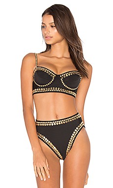 Norma Kamali Underwire Bikini Top in Black & Gold from Revolve.com | Revolve Clothing (Global)