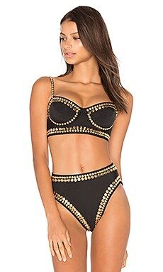Norma Kamali Underwire Bikini Top in Black & Gold from Revolve.com | Revolve Clothing (Global)