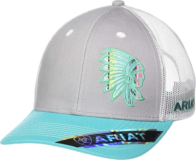 ARIAT Women's Offset Chief Mesh Snap Back Cap, Turquoise, One Size | Amazon (US)