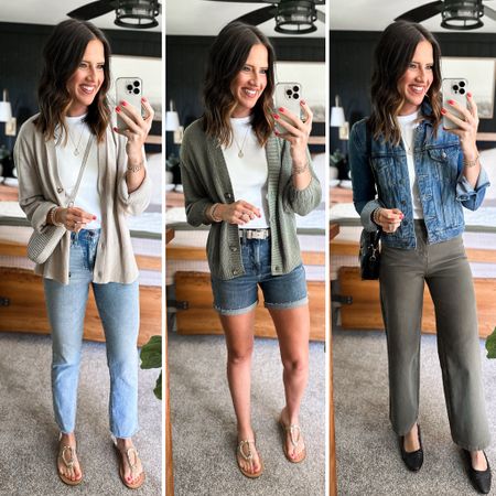 Summer Capsule Wardrobe - White Tee 

Tee - small 
Linen cardigan - small tall
Jeans - size 26 tall
Olive cardigan - medium (mine is from last year so this years may vary a little in color) 
Denim shorts - size down, I’m in a 25
Denim jacket - small 
Green pants - size 26 


#LTKFindsUnder100 #LTKFindsUnder50 #LTKStyleTip