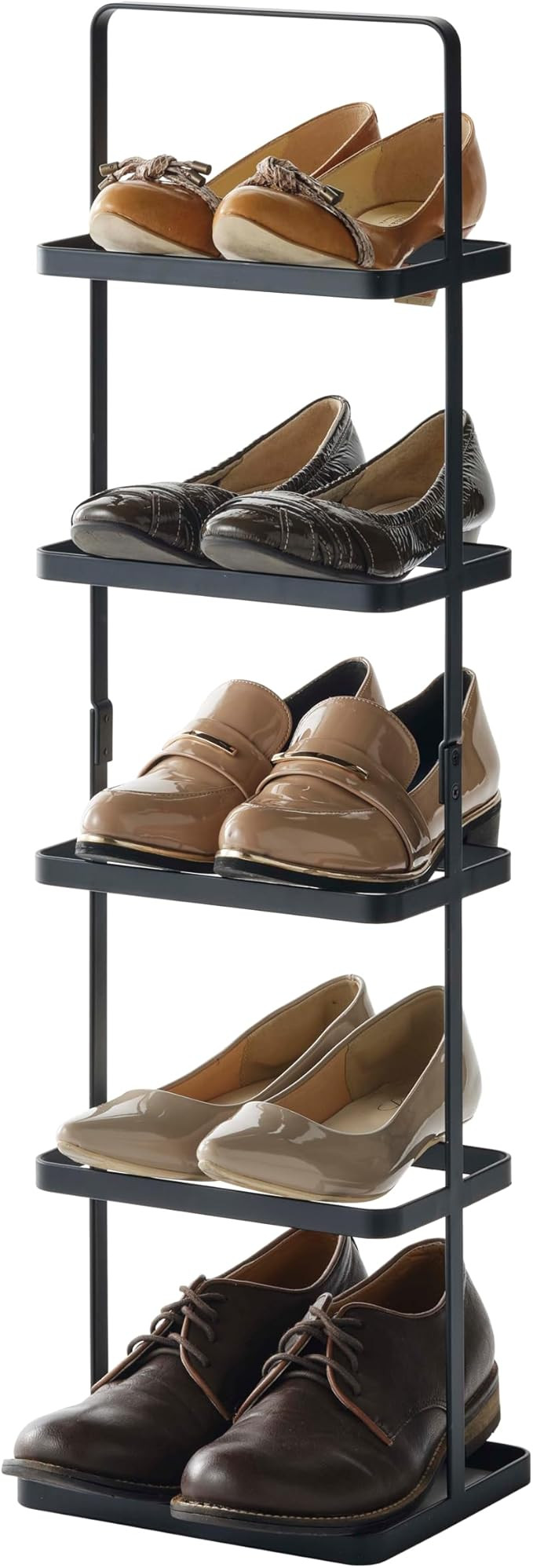 YAMAZAKI Home Tower Compact Modern Metal Shoe Rack, 31" - Steel - Holds 5 Shoes | Amazon (US)