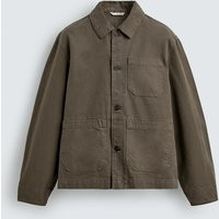 Zara - Washed Canvas Relaxed Fit Overshirt - Brown / Taupe - M - Man | Zara US