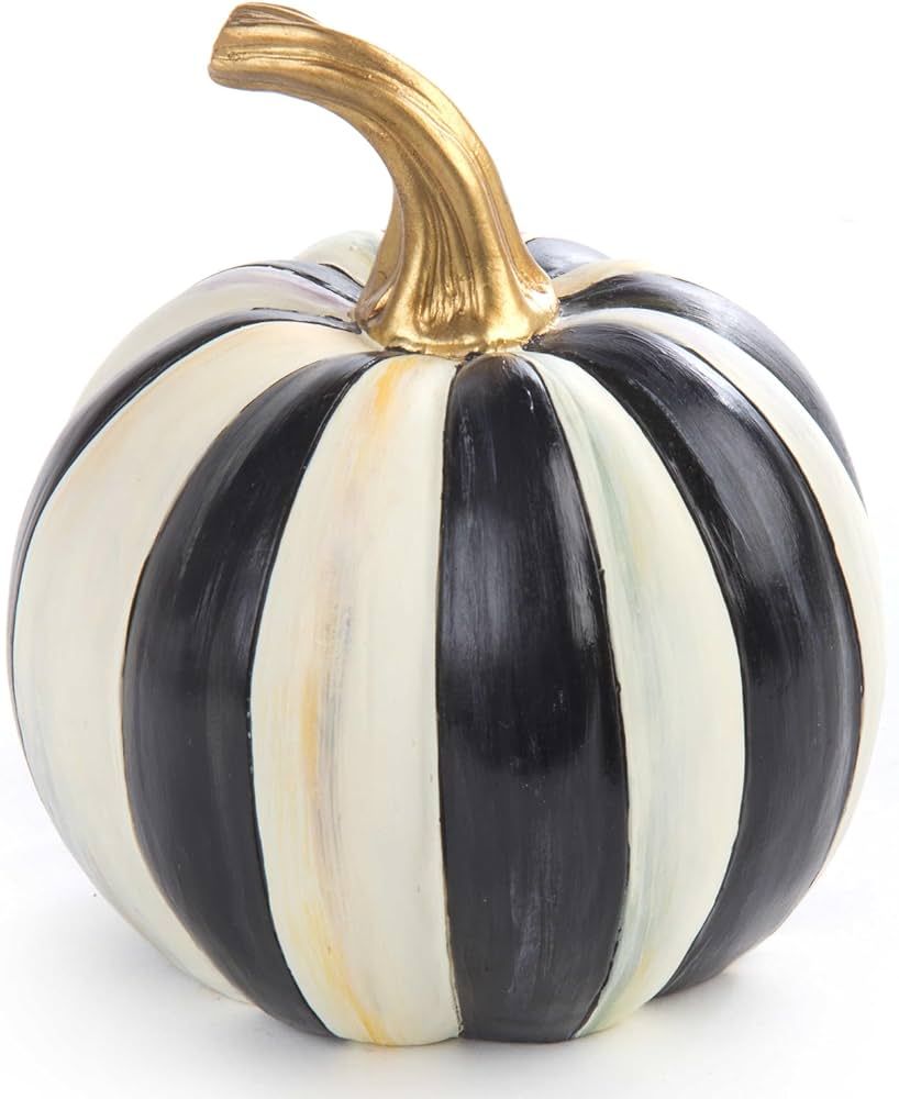 MacKenzie-Childs Courtly Stripe Black-and-White Mini Decorative Pumpkin for Fall Decor, Autumn Decor | Amazon (US)