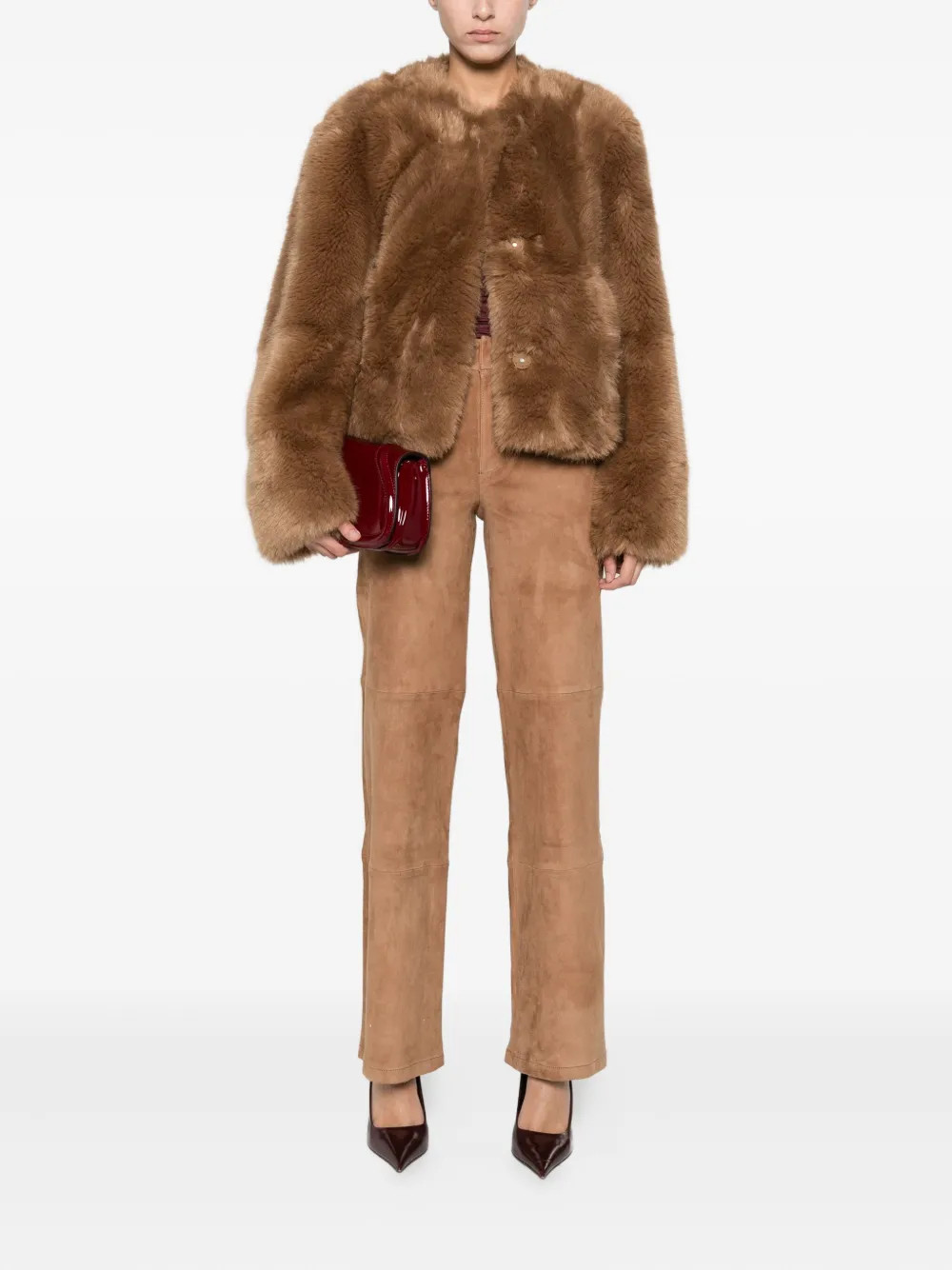 panelled suede trousers | Farfetch Global