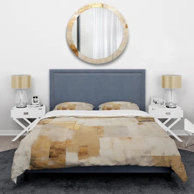 Beige And Gold Dream Collage I - Abstract Duvet Cover Set - Microfiber Polyester | Wayfair North America