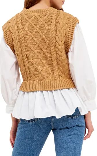 English Factory Mixed Media Cable Sweater | Nordstrom | Nordstrom