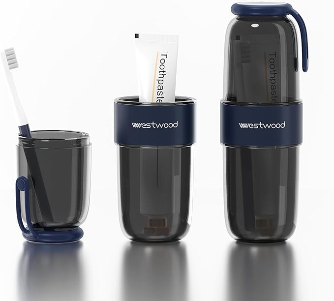 Transparent Black Plastic Travel Toothbrush Holder Case with Cover, Portable Travel Toothbrush Cu... | Amazon (US)