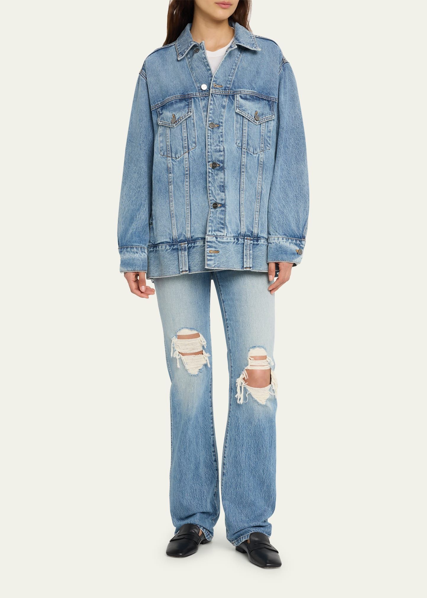 Khaite Danielle High-Rise Distressed Stovepipe Jeans | Bergdorf Goodman