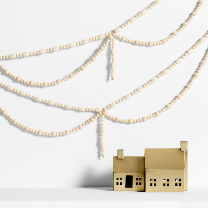Wood Layered Bead Christmas Garland | Crate & Barrel | Crate & Barrel