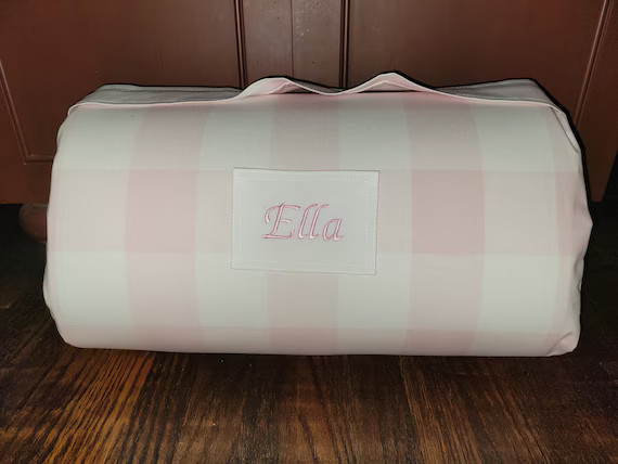 LIGHT PINK Buffalo Check Personalized Preschool Comfy Kids Nap - Etsy | Etsy (US)