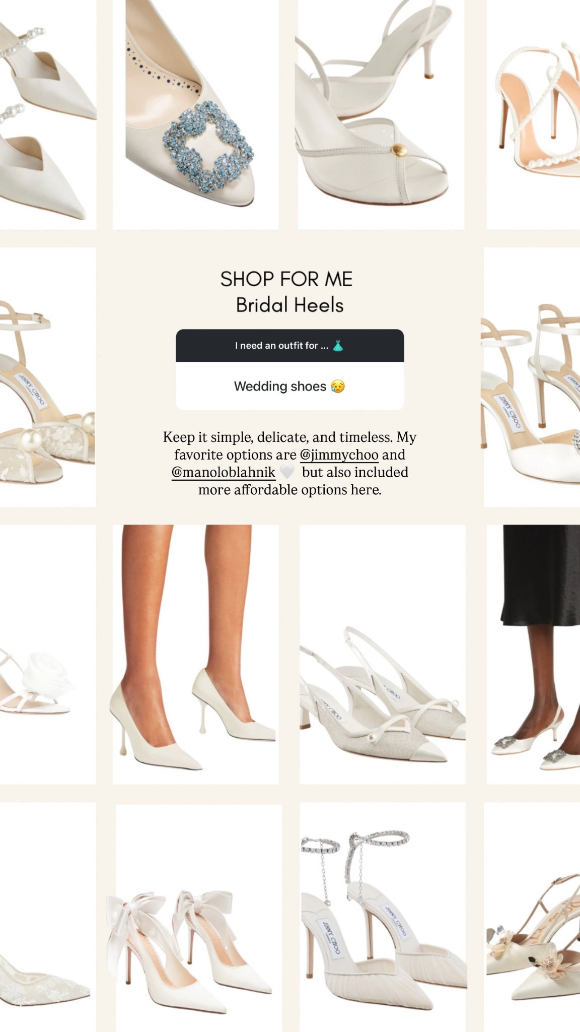 Bridal shoes: Manolo Blahnik pumps, Jimmy Choo delicate heels, and affordable options 

#LTKShoeCrush #LTKWedding #LTKParties