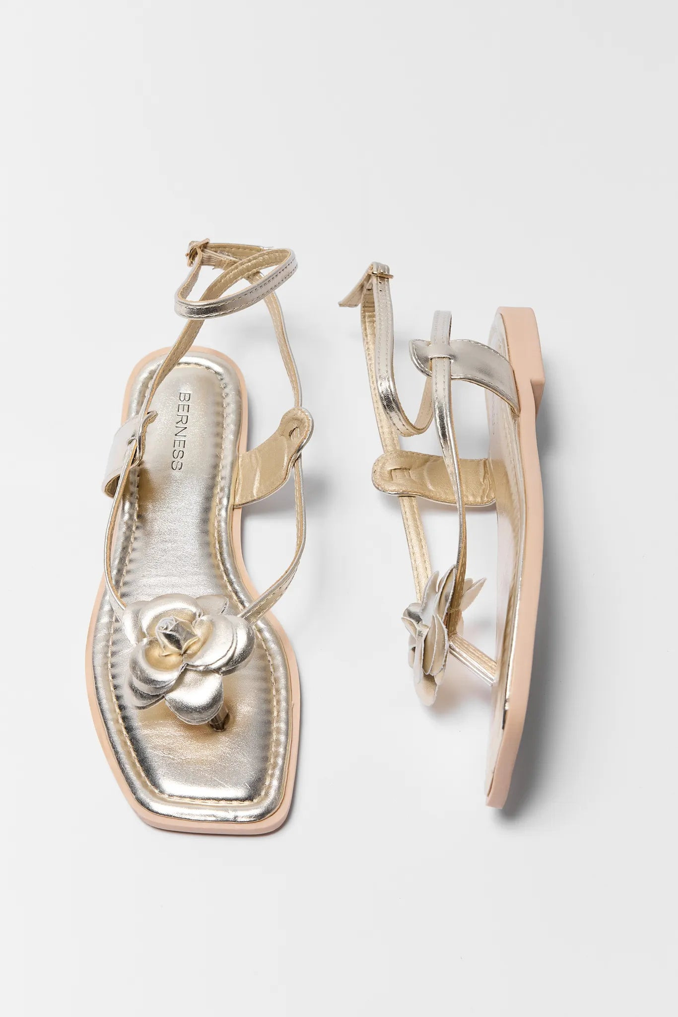 Harper Gold Strappy Flower Sandals | Avara