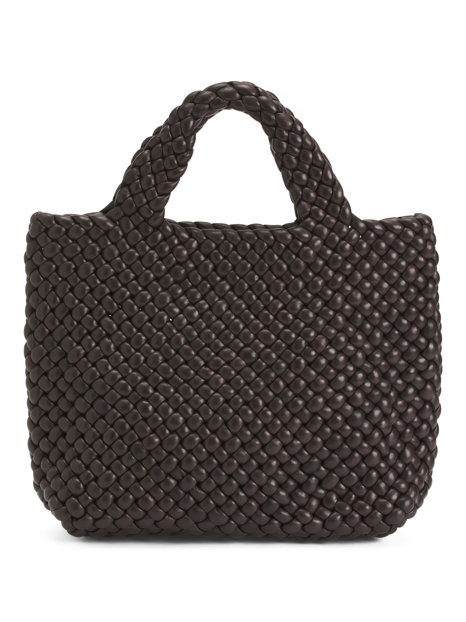 Made In Italy Leather Chunky Woven Tote With Pouch | TJ Maxx