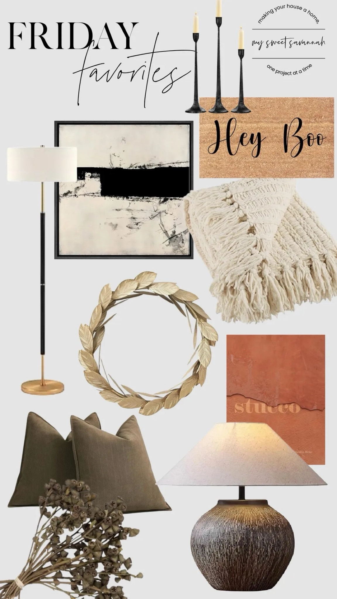 Friday Favorites from Amazon Home! 🖤 Cozy pillows, soft blankets, stylish coffee table books, a chic floor lamp, lighting to set the mood, art that makes a statement, and wreaths perfect for the season. Shop these budget-friendly finds to elevate your space! #AmazonHome #FridayFavorites #HomeDecor

#LTKFindsUnder50 #LTKSeasonal #LTKHome
