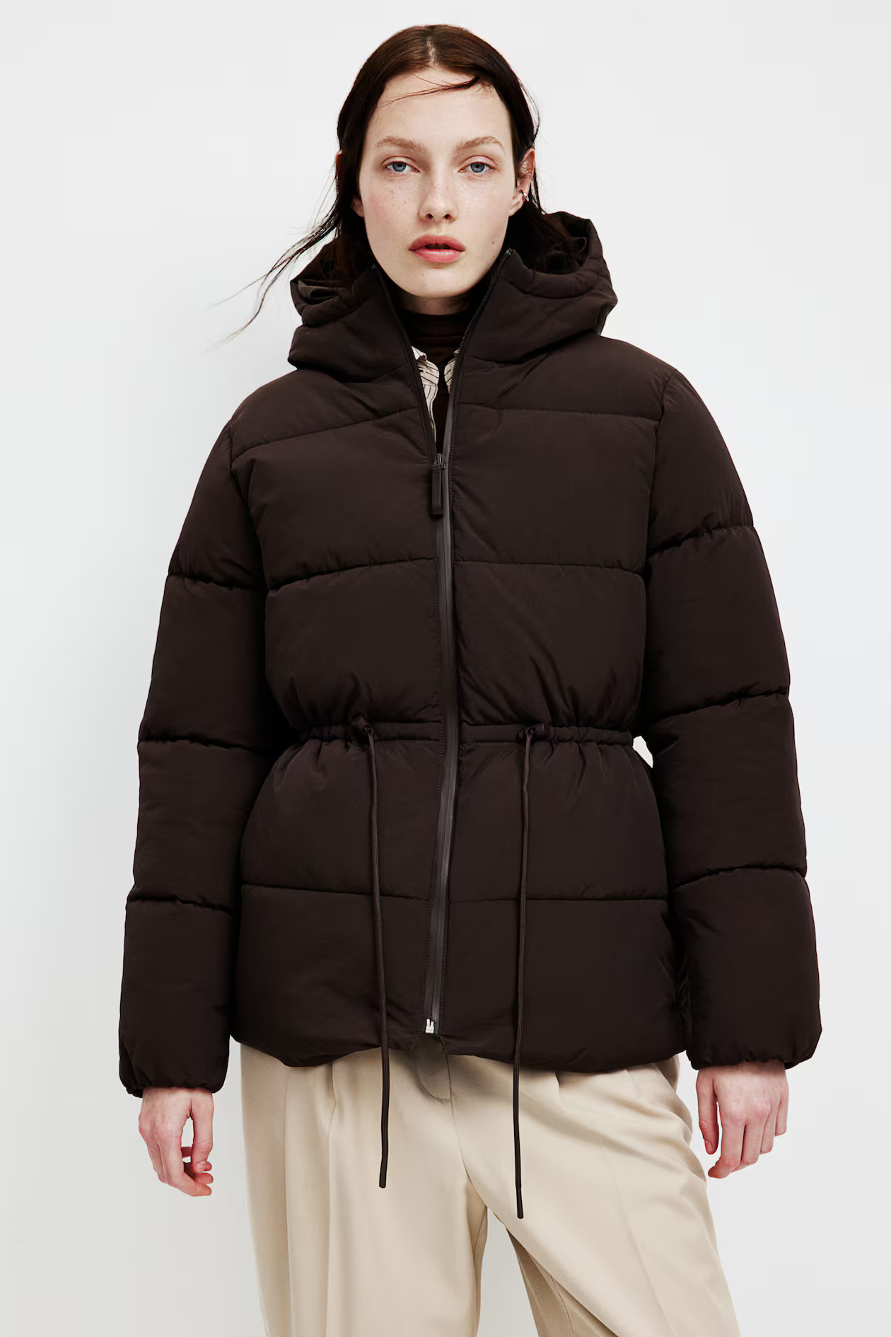 Oversized drawstring-waist puffer jacket | H&M (UK, MY, IN, SG, PH, TW, HK)